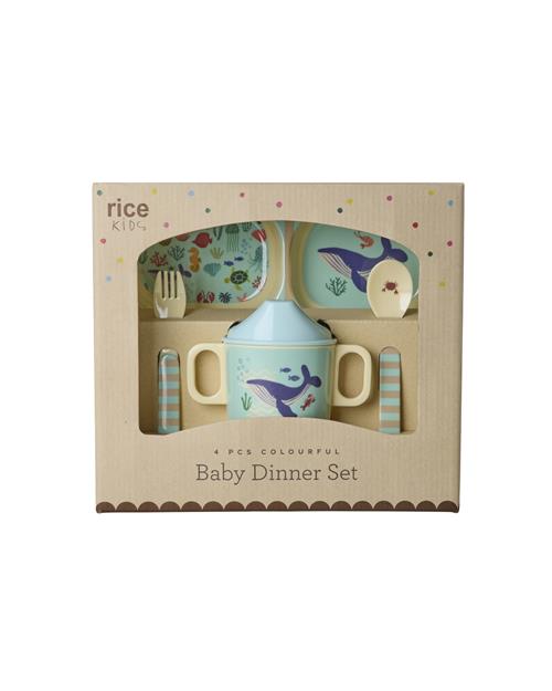 RICE A/S Middagssæt Til Baby Blue Ocean  Blue Ocean One Size  Blå  One Size  mand