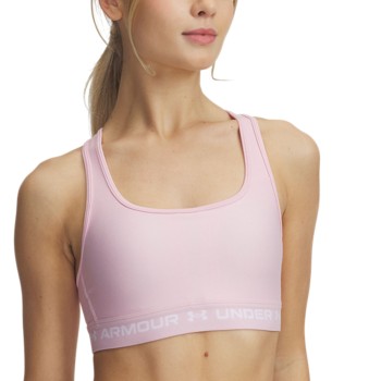 Under Armour BH Mid Crossback Sport Bra Rosa/Hvid polyester Medium Dame