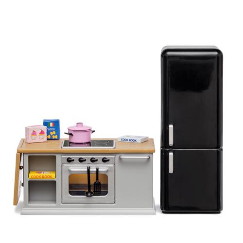 Lundby Lundby Dukkehus-komfur + Køleskabssæt Grey  One Size-Grey  Grå  One Size 4 Y+ unisex