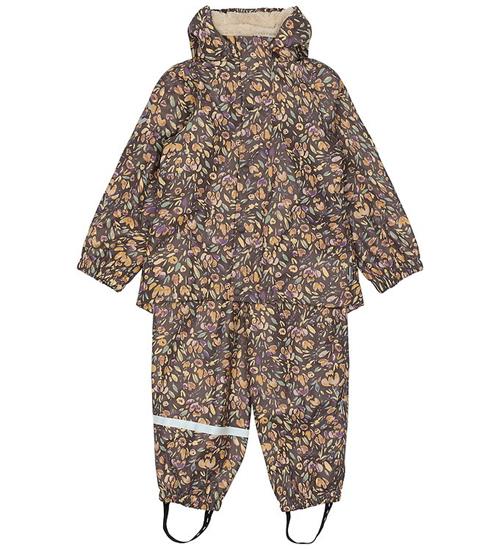 Mikk-Line Regntøj m. For - PU - Teddy Rec - Raisin m. Blomster
