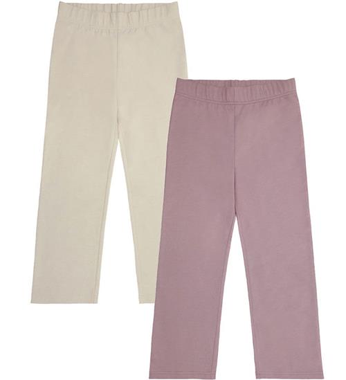 Minymo Leggings m. Fleece - 2-pak - Elderberry/Rainy Day