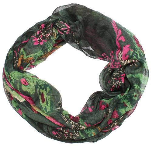 MYMO Sjal  cognac / grøn / pink / sort