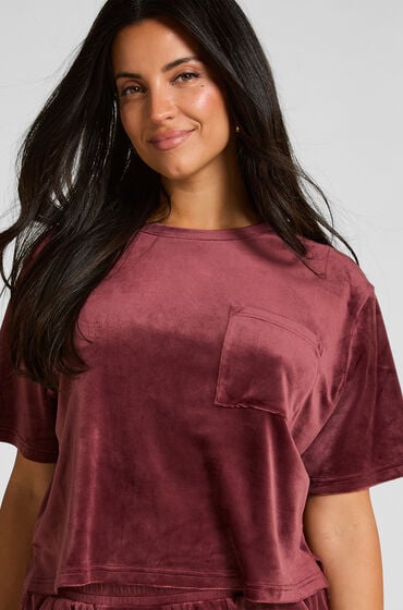 Hunkemöller Top fløjl Pocket Rød