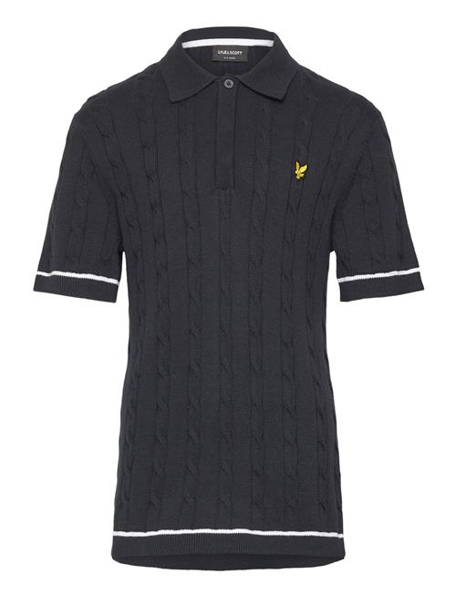 Ss Cable Knit Polo Lyle & Scott Navy