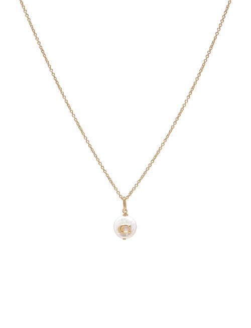 Coach Signature Coin Pearl Pendant Necklace Coach Accessories Gold