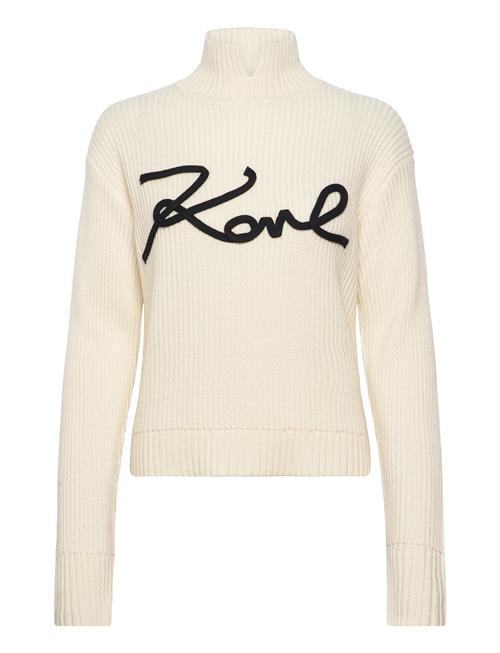 Se Soutache Signature Chunky Knit Karl Lagerfeld Cream ved Booztlet
