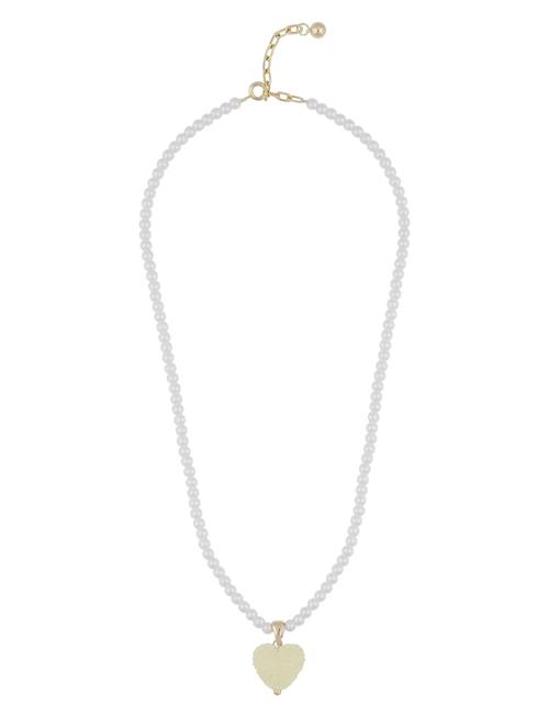 Sugar Hearts Pendant Pearl Neck 45 G/Yellow - 45 Cm SNÖ Of Sweden Silver