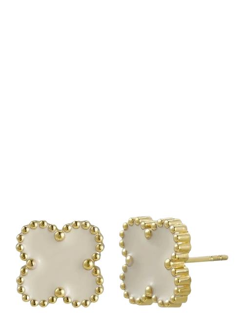 Clover Earring Ivory/Gold Bud To Rose White