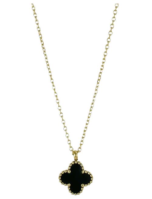 Clover Enamel Necklace Black/Gold Bud To Rose Black