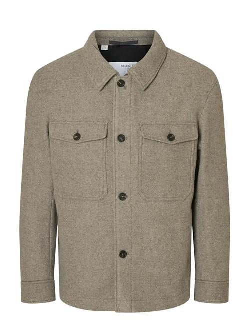 Slhmitch Wool Blend Shacket Noos Selected Beige