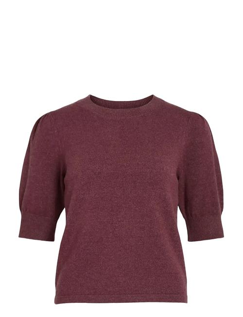 Se Viril 2/4 Sleeve O-Neck Knit Top - Noos Vila Burgundy ved Booztlet