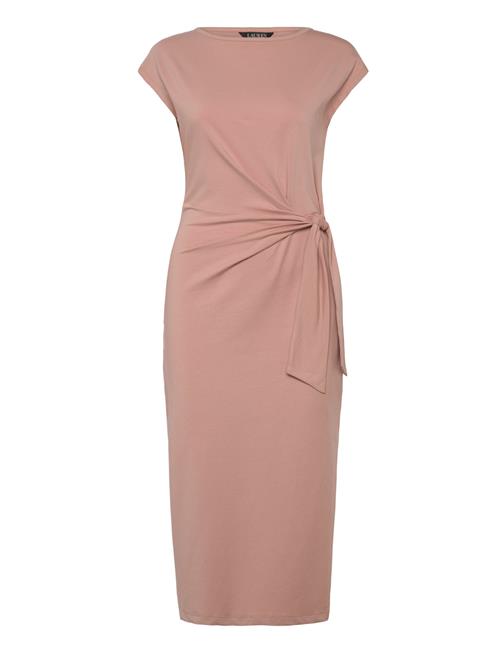 Tie-Front Jersey Boatneck Midi Dress Lauren Ralph Lauren Pink