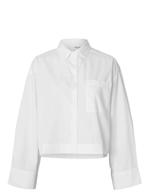 Slfastha Ls Cropped Boxy Shirt Noos Selected White