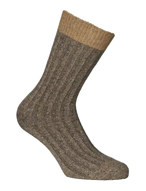 Merino Silk Rib Crew 1-Pack Alpacasocks&Co Brown
