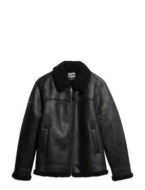 Faux Shearling Aviator Jacket Superdry Black