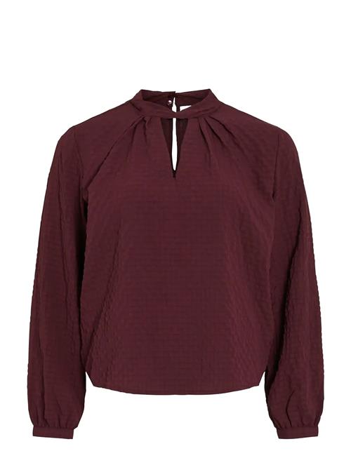 Viveama L/S High Neck Top/Pb Vila Burgundy