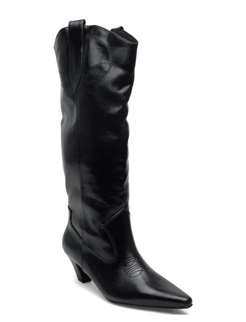 Biabaley Knee High Western Boot Faux Leather Bianco Black