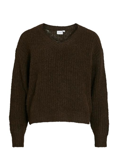 Vilampe V-Neck L/S Knit Top-Noos Vila Brown
