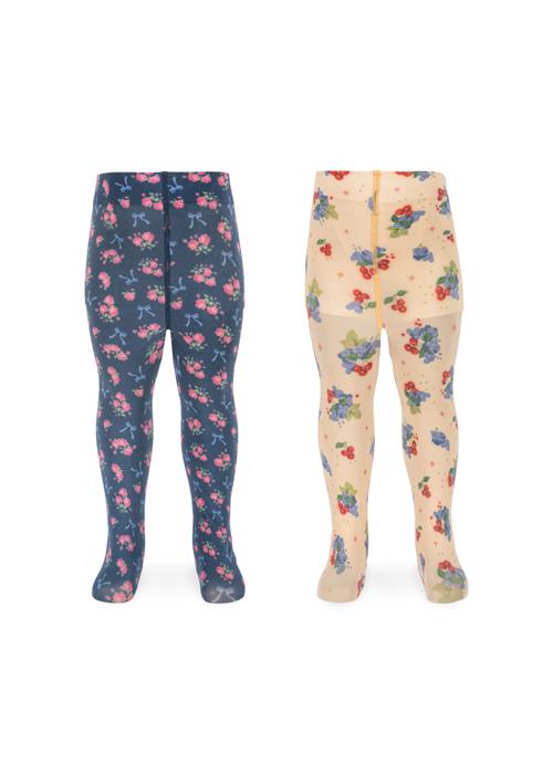 Konges Sløjd 2-pak Trykte Strømpebukser Verona Blues  Verona Blues 68/74 cm  Blå  68/74 cm  kvinde