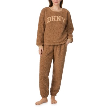 DKNY Chill In Style Top Jogger Set Brun polyester X-Large Dame