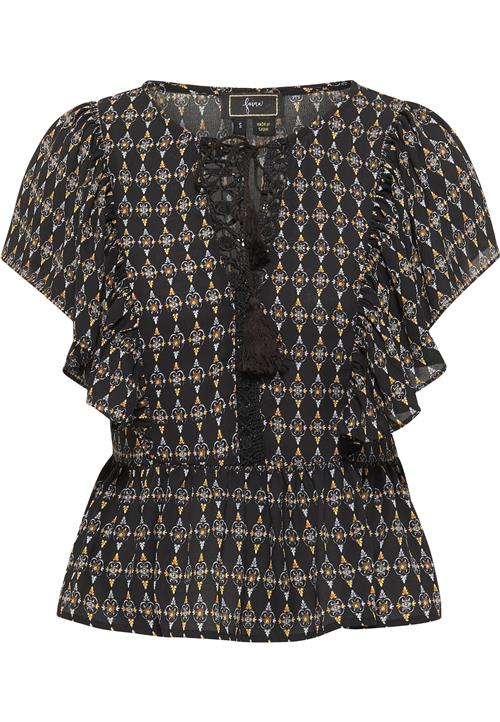 faina Bluse  gylden gul / lysegrå / sort