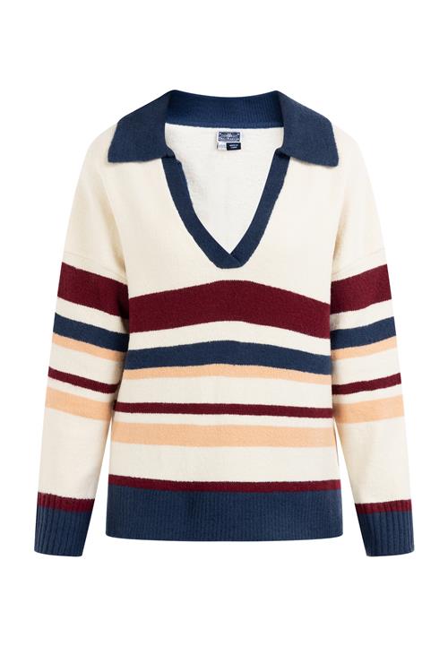 DreiMaster Maritim Pullover  beige / ecru / navy / vinrød