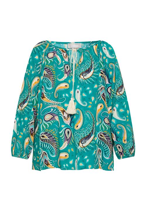 Usha Bluse  navy / mørkegul / jade / hvid