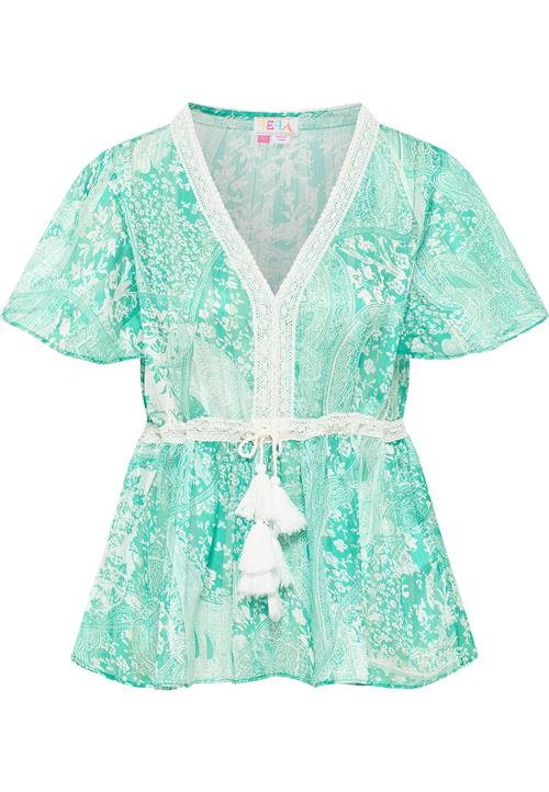 IZIA Bluse  grøn / hvid