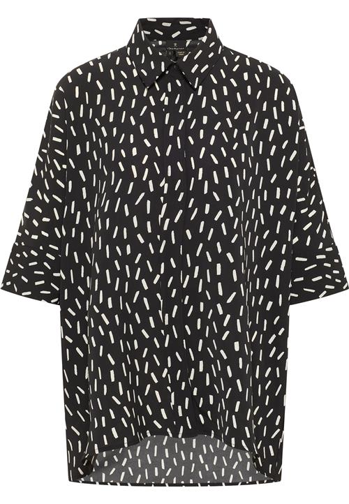 DreiMaster Klassik Bluse  sort / uldhvid