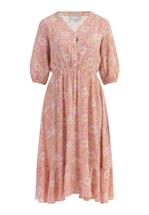 Usha Kjole  creme / lyseorange / lyserød