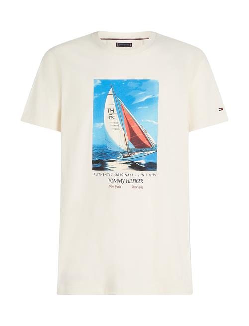 Se Hilfiger Color Photo Print Tee Tommy Hilfiger Cream ved Booztlet
