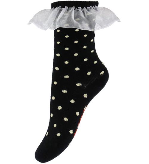 Mini Rodini Strømper - Polka Dot Frill - Sort
