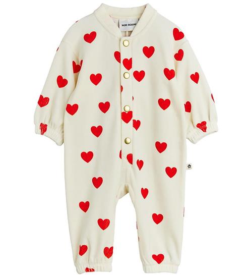 Mini Rodini Heldragt - Velour - Hearts - Hvid