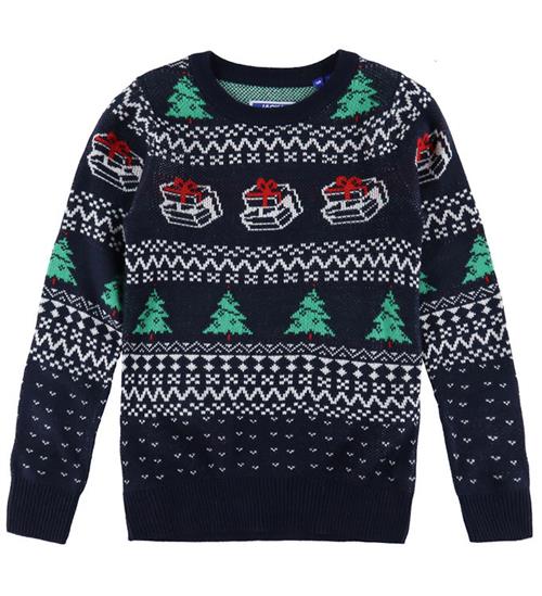 Jack & Jones Bluse - Strik - JjXmas Andrew - Sky Captain/Holly G