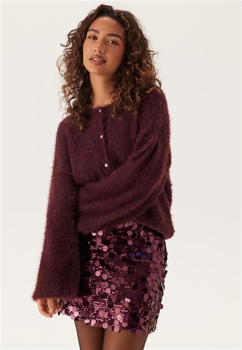 BUBBLEROOM Fluffy Knitted Pearl Cardigan