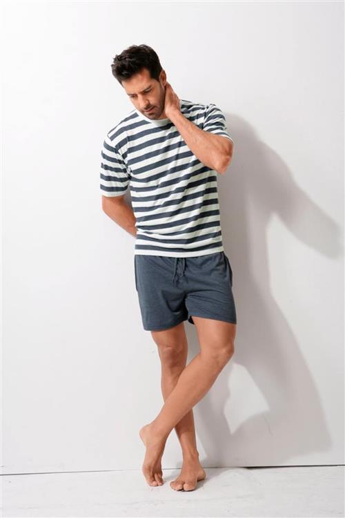 H.I.S Pyjamas kort  navy / hvid