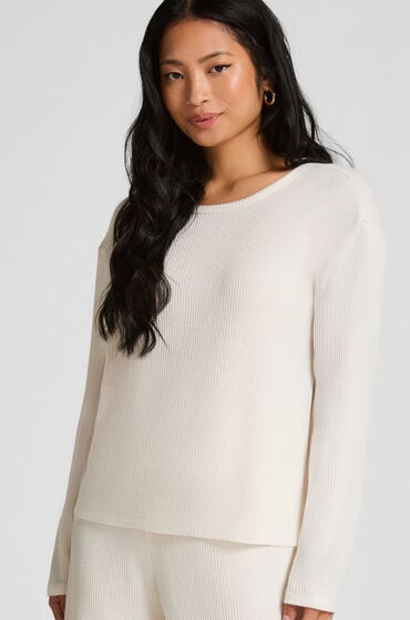 Hunkemöller Pyjamastop Jersey hvid