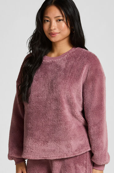 Hunkemöller Langærmet top i blød fleece pink