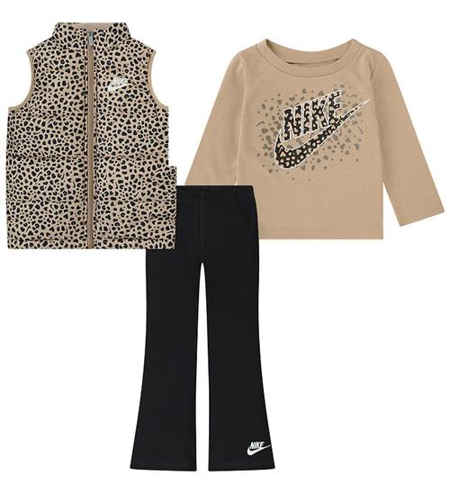 Nike Sæt - Vest/Bukser/Bluse - Sort/Leopard