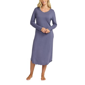 Damella Bamboo Plain Long Sleeve Nightdress Blå Bambus X-Large Dame