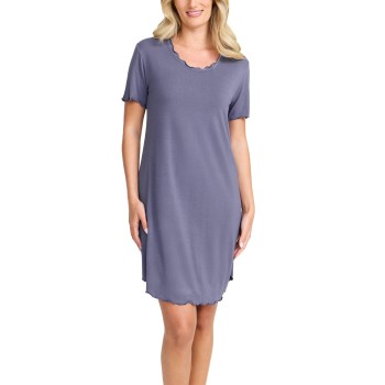 Damella Bamboo Plain Short Sleeve Nightdress Blå Bambus XX-Large Dame