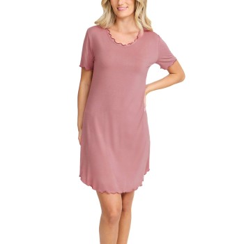 Damella Bamboo Plain Short Sleeve Nightdress Rosa Bambus Large Dame