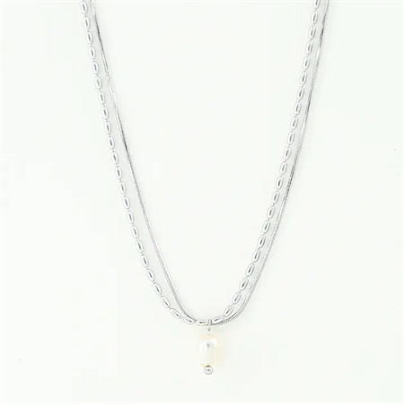 ELINE L'ATELIER Dobbelt Perle Halskæde Sølv