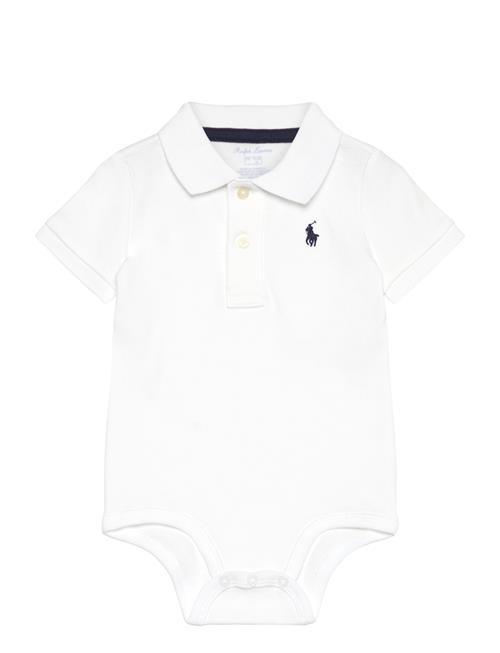 Cotton Interlock Polo Bodysuit Ralph Lauren Baby White