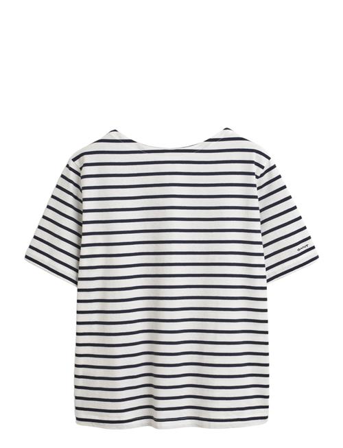Stripe Boatneck Ss T-Shirt GANT White