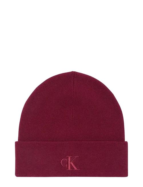 Ck Fine Rib Beanie Calvin Klein Burgundy