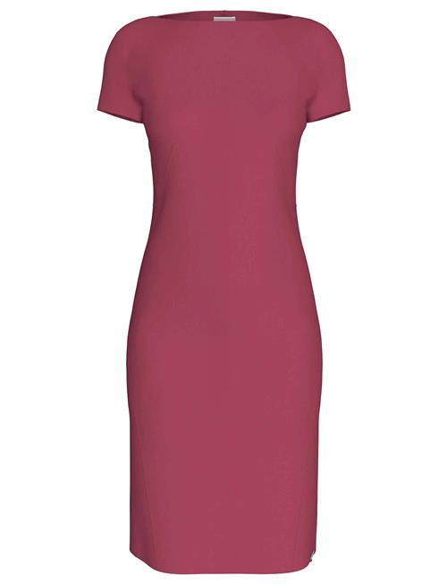 Stretch Crepe Boat Neck Ss Dress Calvin Klein Burgundy