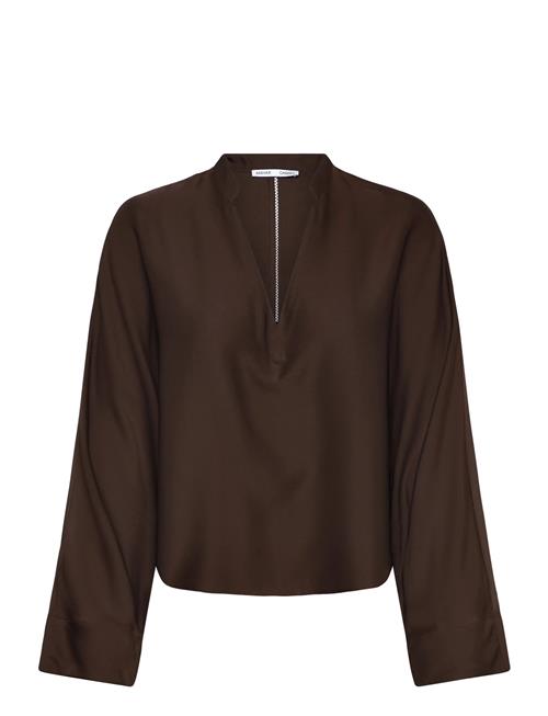 Nina V-Neck Silk Blouse Ahlvar Gallery Brown