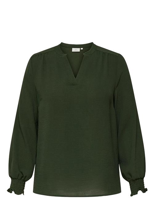 Carmetta Life V-Neck Ls Top Wvn Noos ONLY Carmakoma Green