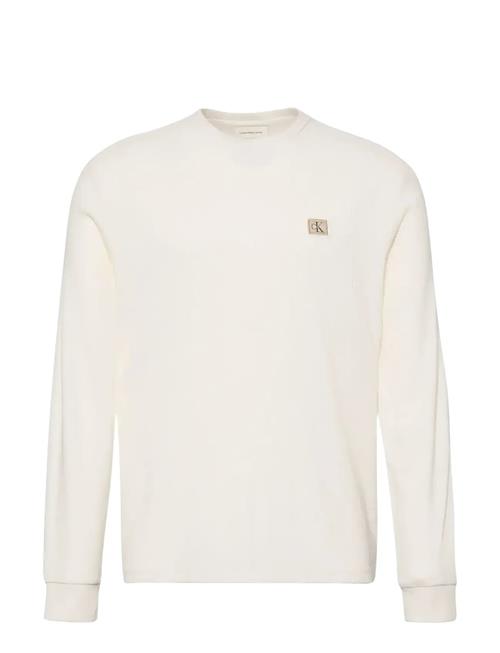 Ls Waffle Badge Crewnk Tee Calvin Klein Jeans White